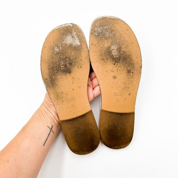 Gucci Varadero Fringe Sandals Horsebit Slides Black Size 37, 7 - Picture 11 of 15